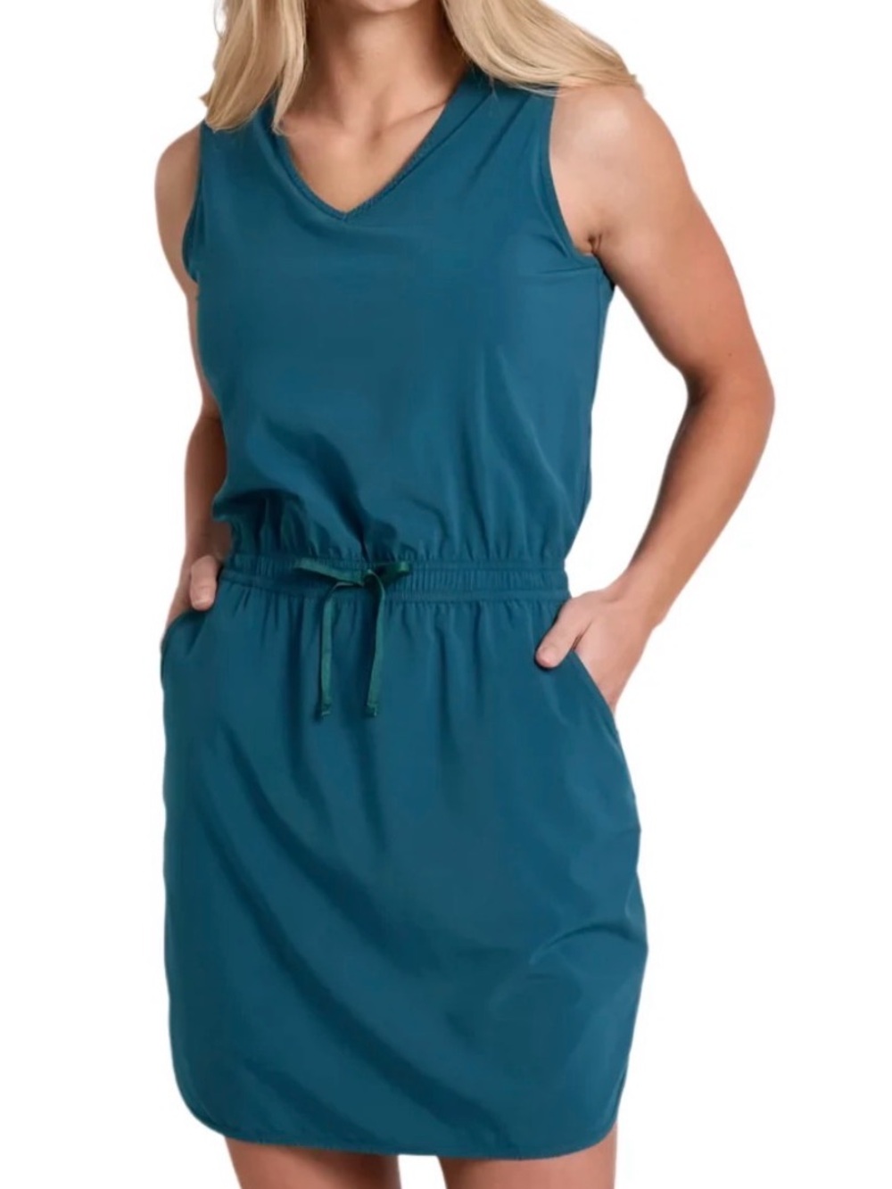 Kuhl Vantage Dress L Everglade Teal UPF50 Stretch QuickDry Travel Pockets Hiking